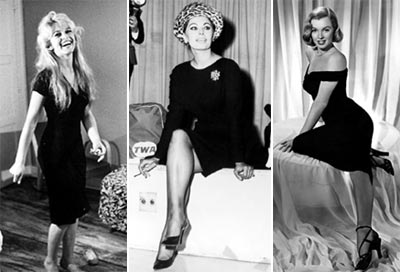 Бриджит Бардо, Софии Лорен и Мэрилин Монро в маленьких чёрных платьях