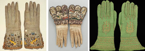В Средневековье материал для изготовления перчаток - лён, кожа, шелк, атлас